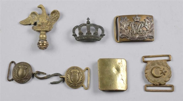 LOT OF 6:  ASSORTED BRASS BUCKLES AND ORMOLU.     