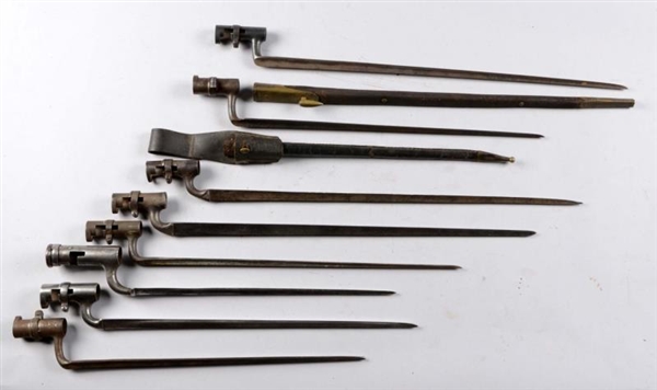 LOT OF 10: BAYONETS AND SCABBARDS.                