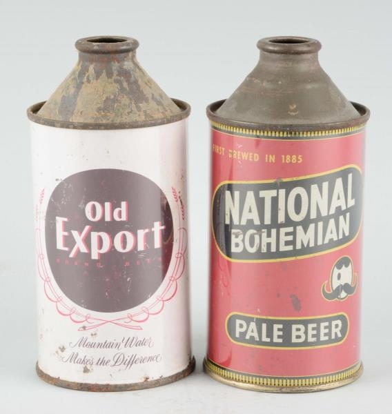 LOT OF 2: OLD EXPORT & NATIONAL BOHEMIAN CONE TOPS