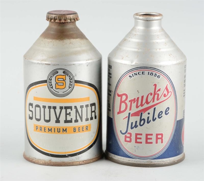 LOT OF 2: BRUCKS & SOUVENIR CROWNTAINER CANS.     