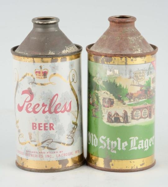 LOT OF 2: OLD STYLE & PEERLESS CONE TOP CANS.     