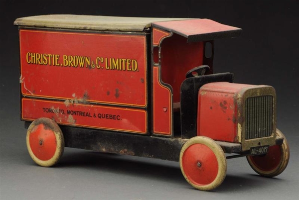ENGLISH TIN LITHO DELIVERY TRUCK BISCUIT TIN.     
