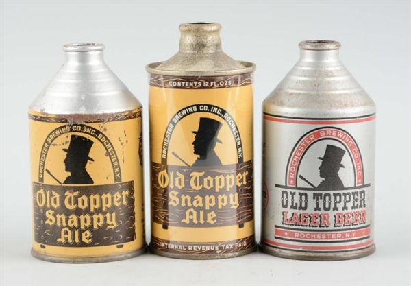 LOT OF 3: OLD TOPPER ALE & BEER CONE TOP CANS.    