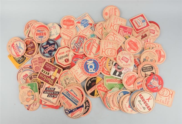 LARGE LOT OF ASSORTED BEER COASTERS.              
