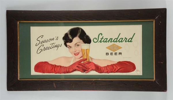 STANDARD TRU-AGE BEER PINUP GIRL LITHOGRAPH.      
