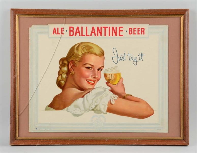 BALLANTINE BEER CARDBOARD SIGN.                   