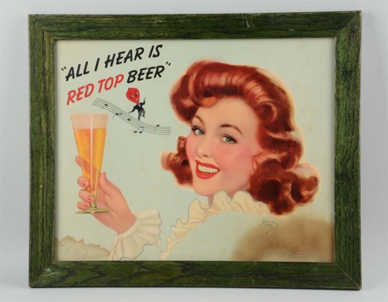RED TOP BEER REDHEAD LADY LITHOGRAPH.             