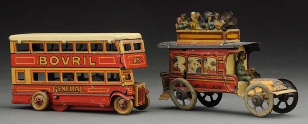 LOT OF 2: GERMAN TIN LITHO PENNY TOY VEHICLES.    