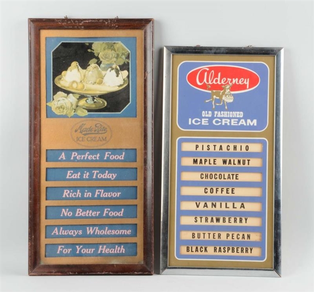 LOT OF 2: GLASS ICE CREAM ADVERTISING SIGNS.      