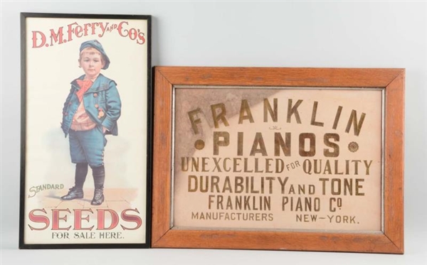 LOT OF 2: FRANKLIN PIANOS & FERRY SEEDS POSTERS.  