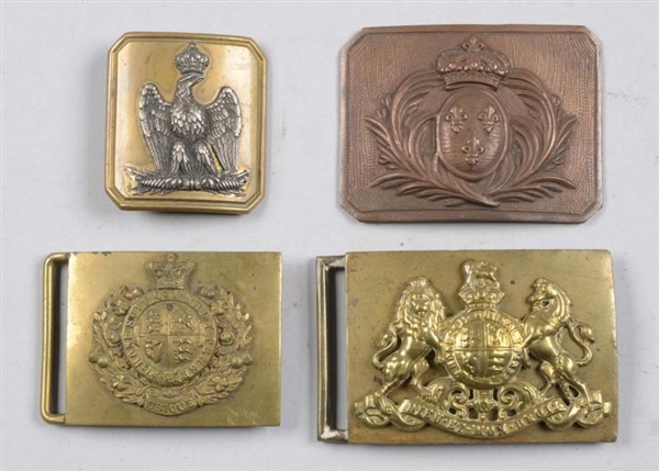 LOT OF 4:  ASSORTED BRITISH & FRENCH BELT BUCKLES.