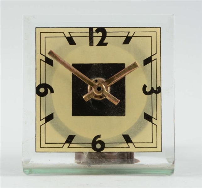 ART DECO WHITE FACED ELECTRIC CLOCK BY WALTHAM.   