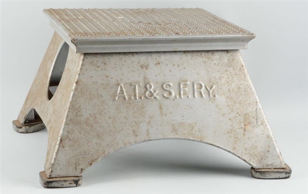 GREY METAL STEP WITH INITIALS A.T. & S.F.RY.      