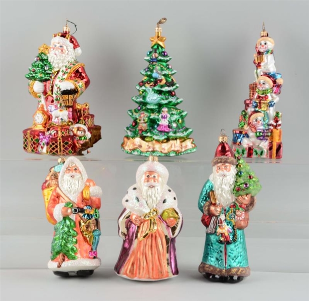 LOT OF 6:  LARGE RADCO CHRISTMAS ORNAMENTS.       