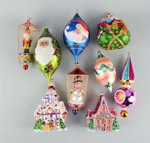 LOT OF 9: VERY LARGE RADCO CHRISTMAS ORNAMENTS.   