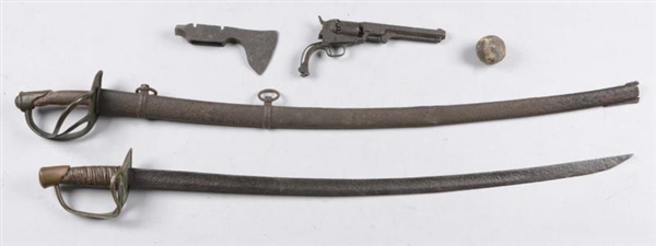 LOT OF 5:  EXCAVATED CIVIL WAR WEAPONS.           