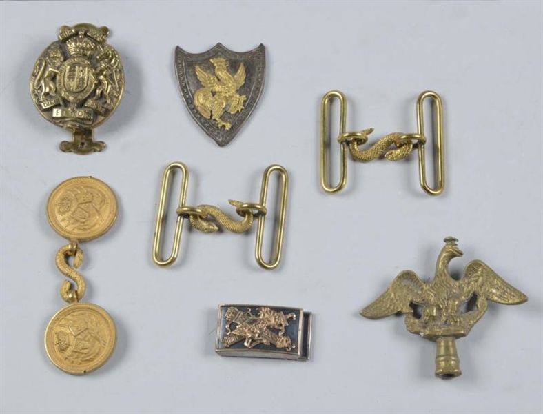 LOT OF 7:  ASSORTED METAL OBJECTS.                