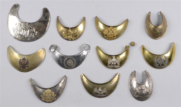 LOT OF 11:  ASSORTED MILITARY GORGETS.            