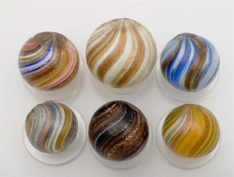 LOT OF 6: LUTZ MARBLES.                           
