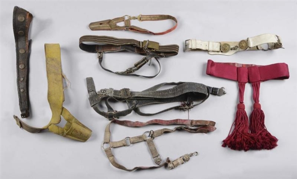  LOT OF 8:  MILITARY BELTS, SASHES &  ACCESSORIES.