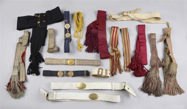  LOT OF 11: MILITARY BELTS, SASHES &  ACCESSORIES.