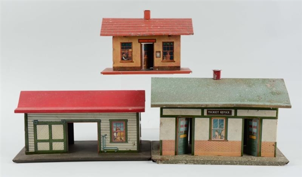 LOT OF 3: IVES RAILROAD STATIONS.                 