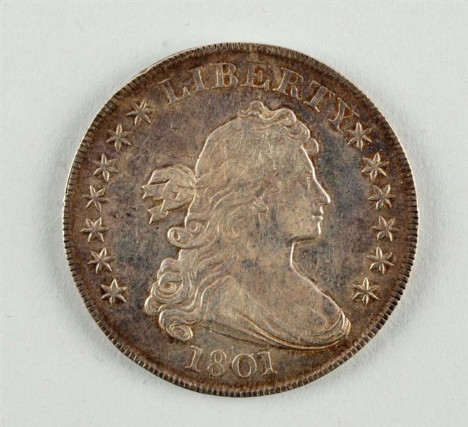 1801 DRAPED BUST HERALDIC EAGLE SILVER DOLLAR.    