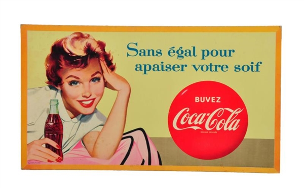 1949 1950S CARDBOARD FRENCH COCA COLA SIGN.      