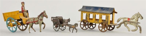 LOT OF 3: HORSE DRAWN TOYS.                       
