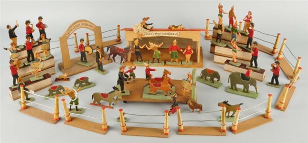 EARLY WOODEN FRENCH CIRCUS SET.                   