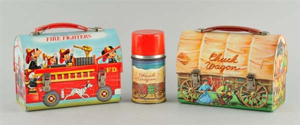 LOT OF 2: FIRE FIGHTERS & CHUCK WAGON LUNCH BOXES.