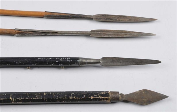 LOT OF 4: UNKNOWN SPEARS WITH SHAFTS.             