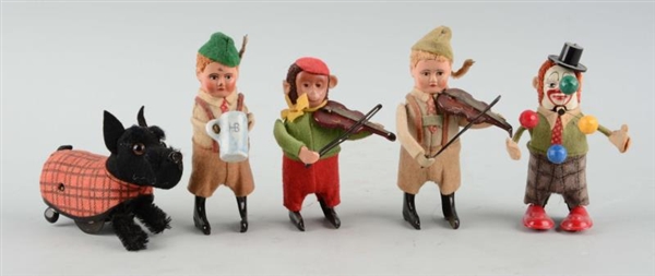 LOT OF 5: GERMAN WIND-UP TOYS.                    