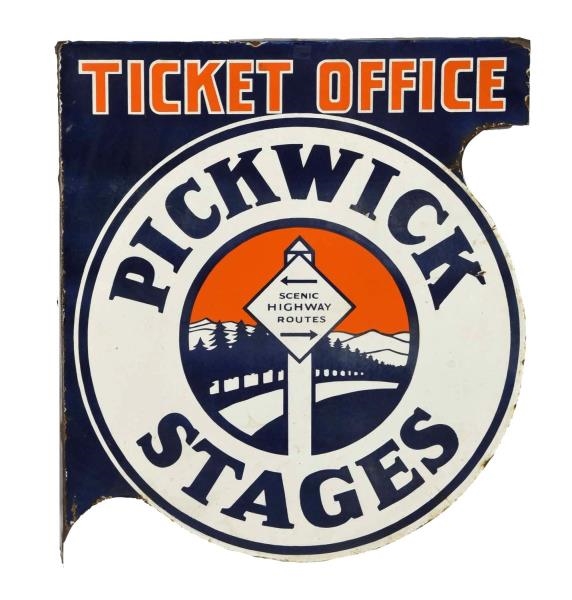 PICKWICK STAGES TICKET OFFICE FLANGE SIGN.        