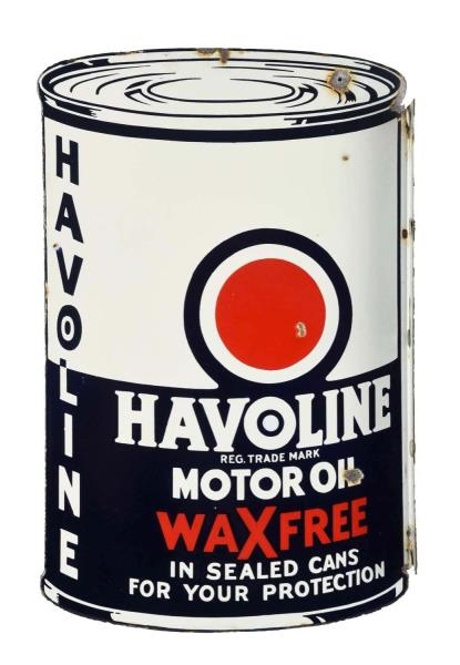 HAVOLINE MOTOR OIL PORCELAIN FLANGE SIGN.         