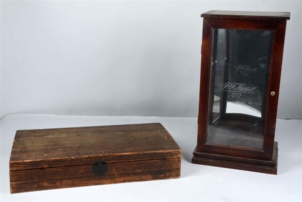 LOT OF 2:  DISPLAY CASE & JAPANESE WOOD CASE      