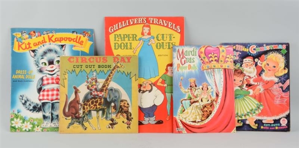 LOT OF 5: VINTAGE UNCUT ASSORTED PAPER DOLL BOOKS.