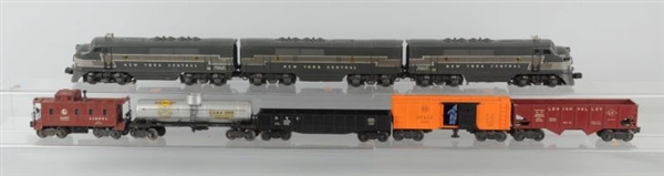 LOT OF 8: LIONEL NO. 2344 NYC ABA & FREIGHT CARS. 
