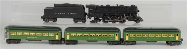 LIONEL 1666 WITH 2440 2-TONE GREEN PASSENGER CARS.