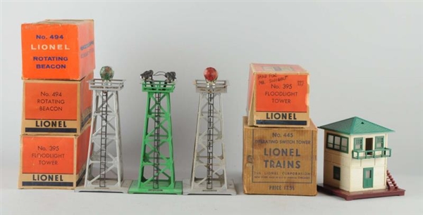 LOT OF 5: LIONEL TOWER & BEACONS.                 
