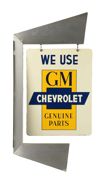 CHEVROLET "WE USE GM GENUINE PARTS" TIN SIGN.     