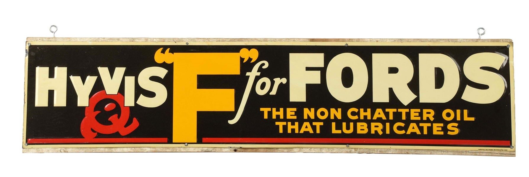 HYVIS "F" FOR FOODS TIN EMBOSSED SIGN.            