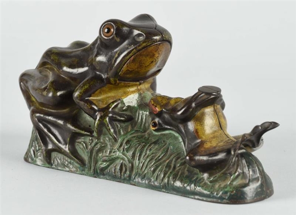 CAST IRON TWO FROGS MECHANICAL BANK.              