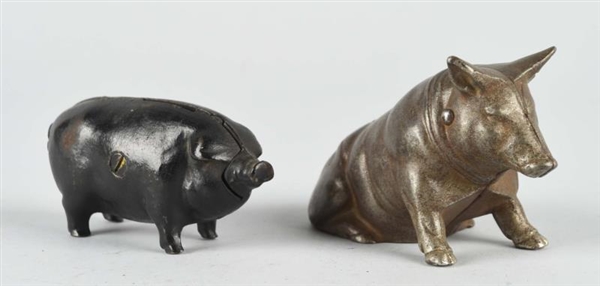 LOT OF 2: CAST IRON PIG BANKS.                    