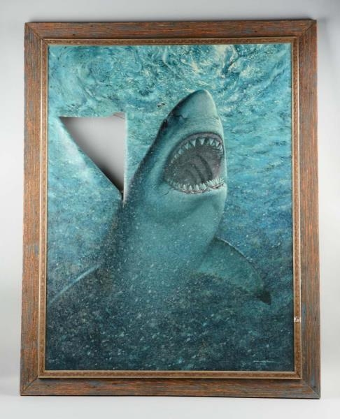 OIL ON CANVAS OF SHARK IN WATER.                  