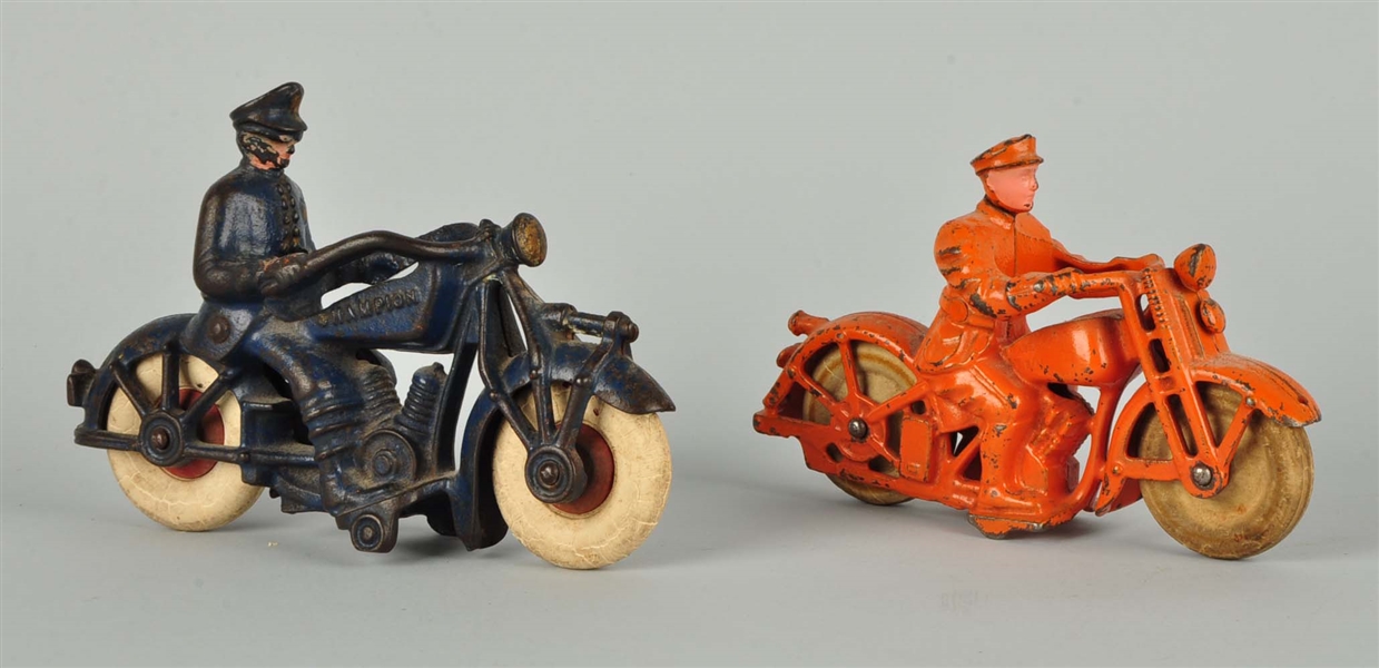 LOT OF 2: CAST IRON MOTORCYCLISTS.