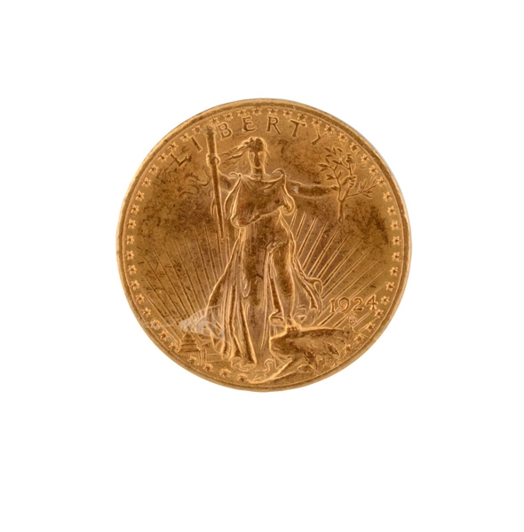 1924 $20 ST. GAUDENS DOUBLE EAGLE GOLD COIN.      