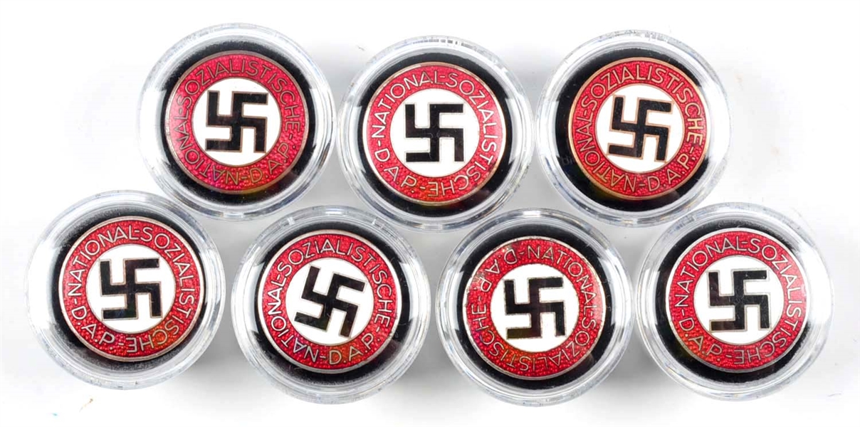 LOT OF 7: NAZI PARTY PINS.                        