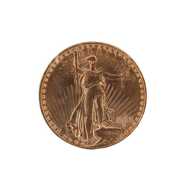 1913 D $20 GOLD ST. GOUDENS.                      