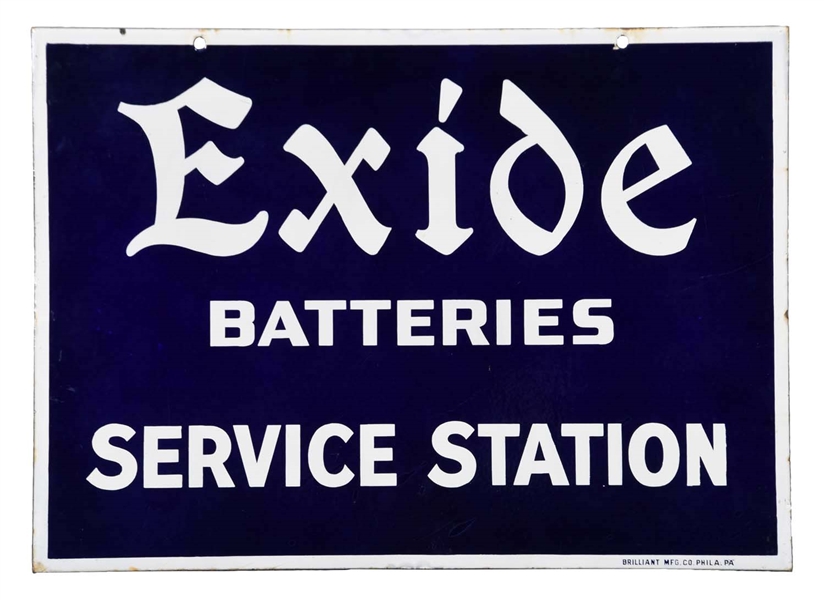 EXIDE BATTERIES SERVICE STATION PORCELAIN SIGN.         